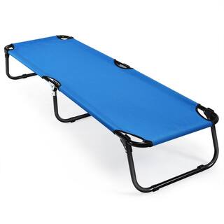 ANGELES HOME Outdoor Folding Full Iron Camping Bed for Sleeping Hiking Travel 8CK70-OP568BL