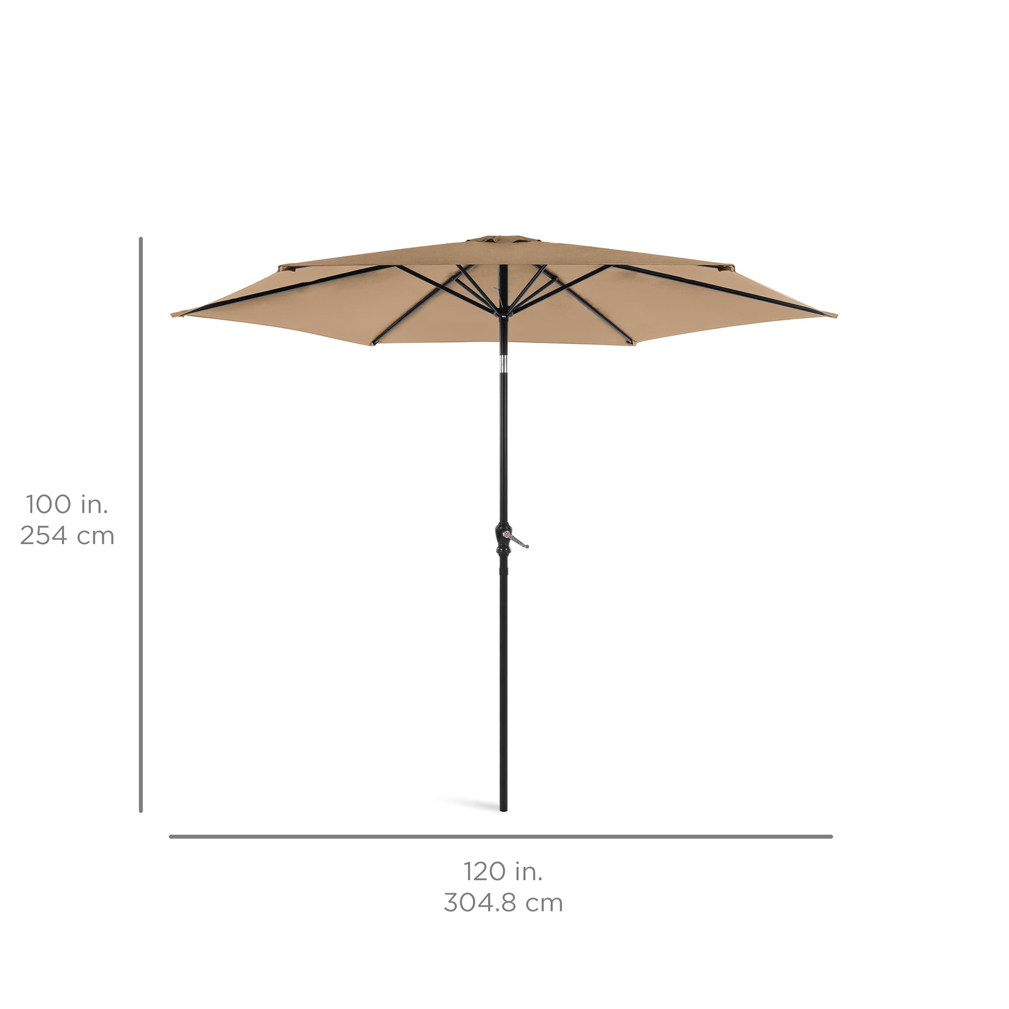 Best Choice Products 10ft Outdoor Steel Market Patio Umbrella w/ Crank, Tilt Push Button, 6 Ribs - Tan