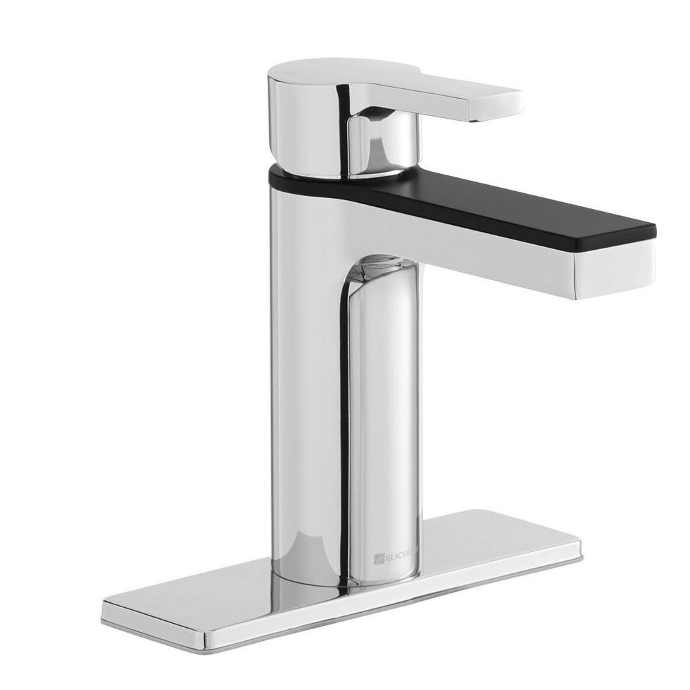 Glacier Bay Modern Contemporary Single Hole Single-Handle Low-Arc Bathroom Faucet in Dual Finish Chrome and Matte Black HD67771W-6091