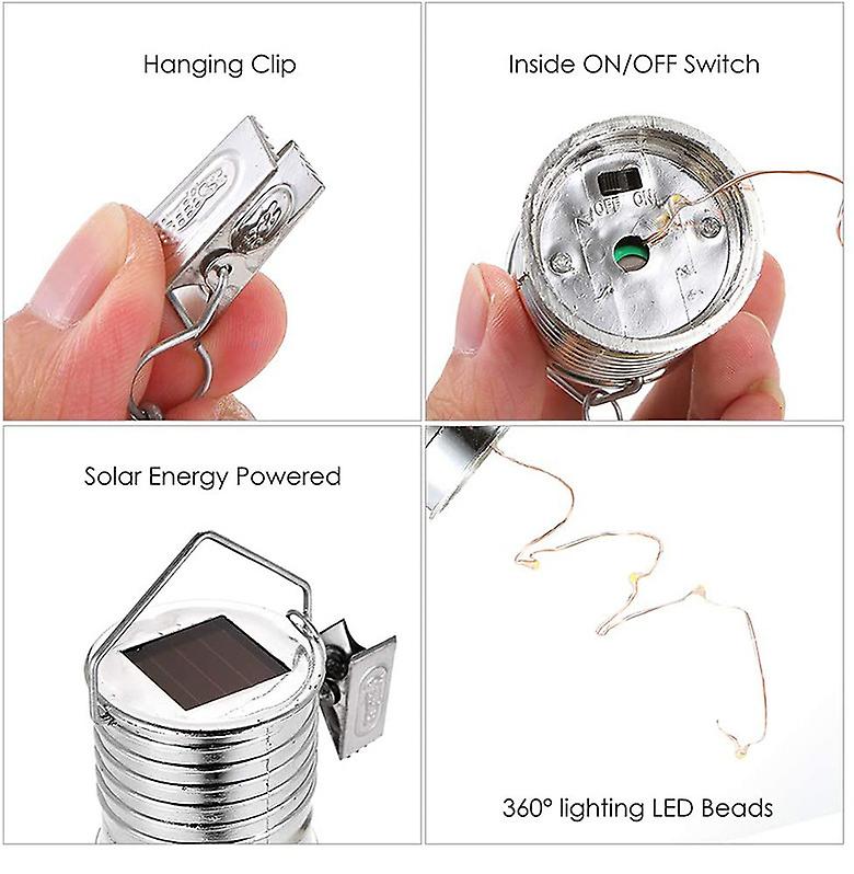 Solar Power Light Bulbs Outdoor Waterproof 0.24w Bulb Transparent Rechargable Copper Light Bulb For Garden Decoration Camping