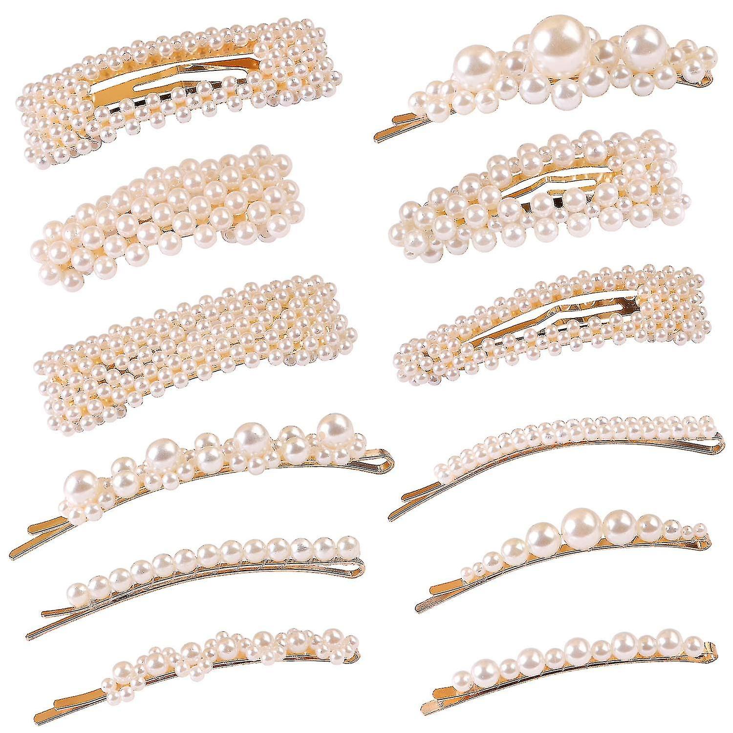 12 Pieces Of Pearl Hair Clips Large Hair Clips Hair Clips Hair Clips Ladies And Girls Eleg