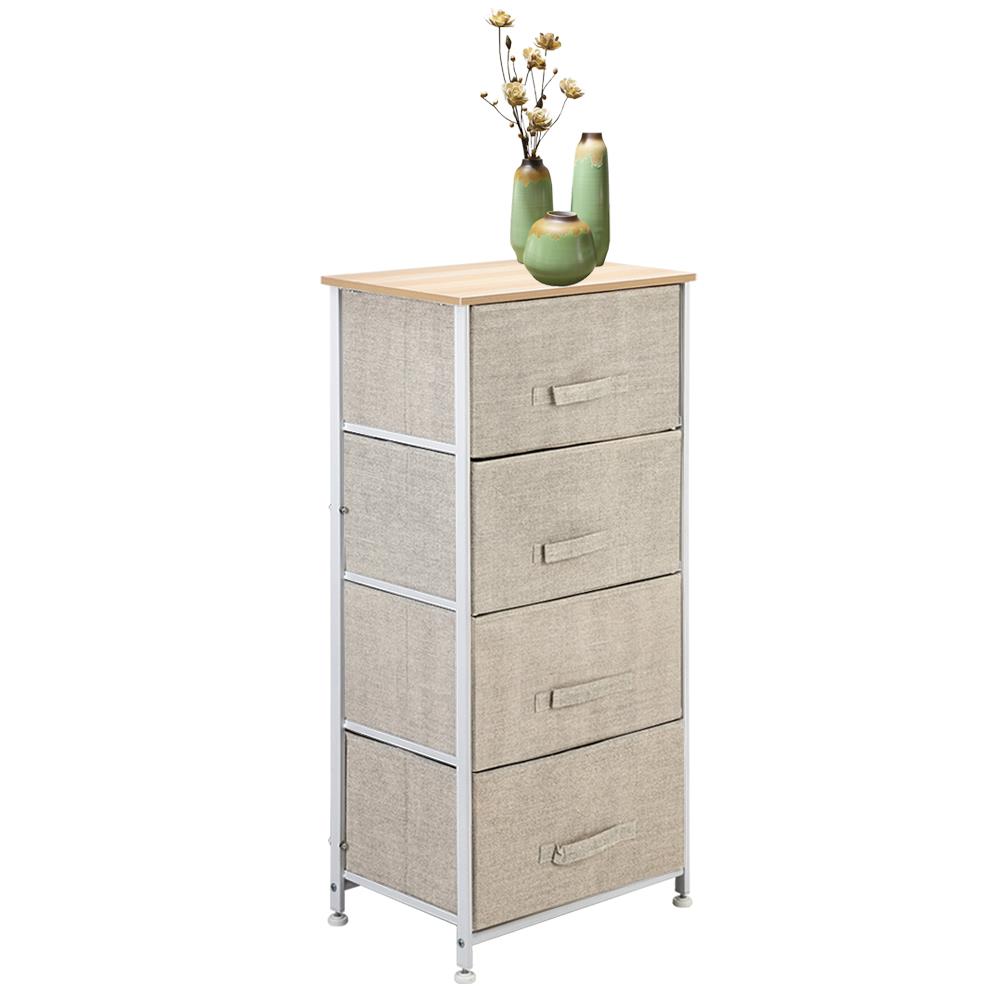 Zimtown 4 Drawers Dresser,  Nightstand Storage Organizer Closet Tower Chest for Living Room  Entryway, Beige