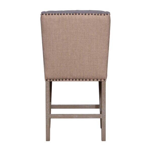 Abel Two-Toned Performance Linen Wingback Counter Stool， Jute and Light Grey - N/A