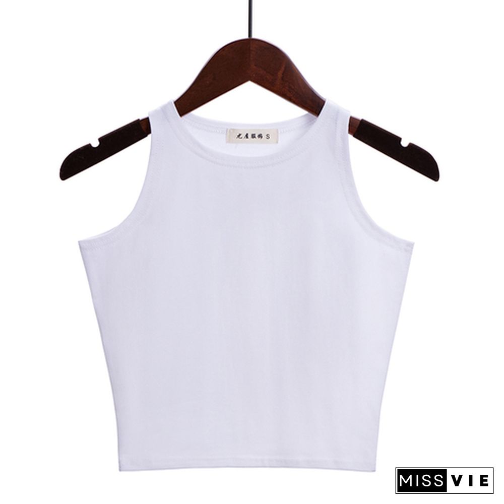 New Women Sexy Cotton Tank Tops Crop Top Vest Sleeveless Blouse T-Shirt Cropped Blusas Tank Top Camisole 13 Colors