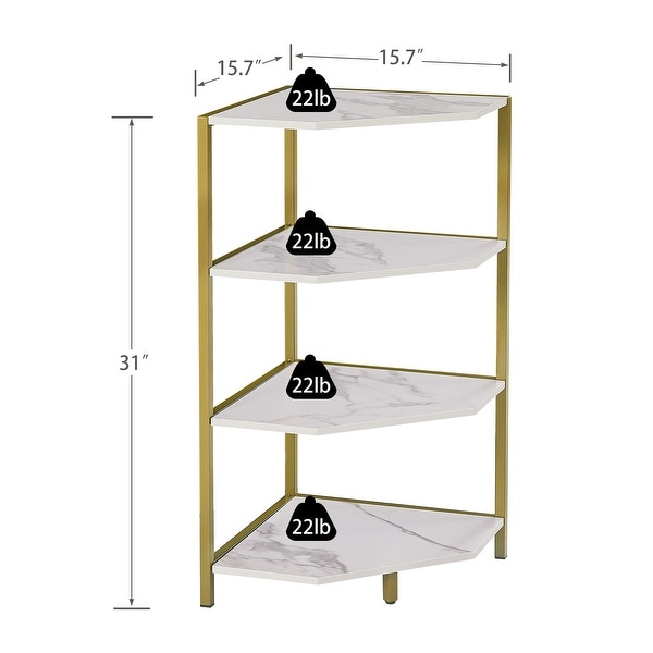 VECELO Polygonal Corner Side Table with 4-Tier Storage Shelves