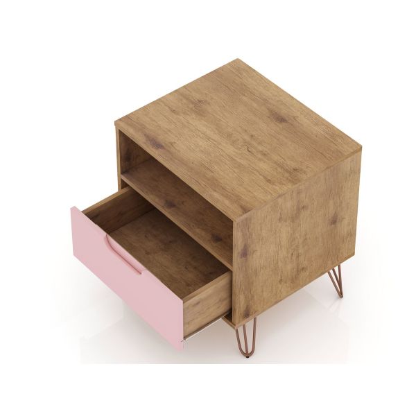 Rockefeller 1.0 Nightstand in Nature and Rose Pink