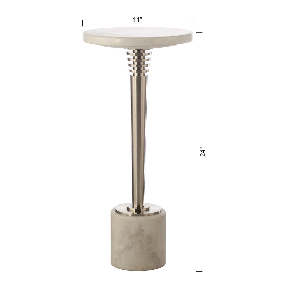 Contemporary Pedestal Marble Drink Table Round Accent Table