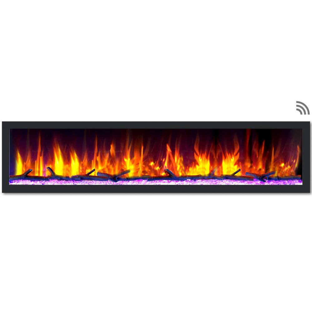 Dynasty Fireplaces 82 in. Cascade Flush-Mount LED Electric Fireplace in Black DY-BTX82