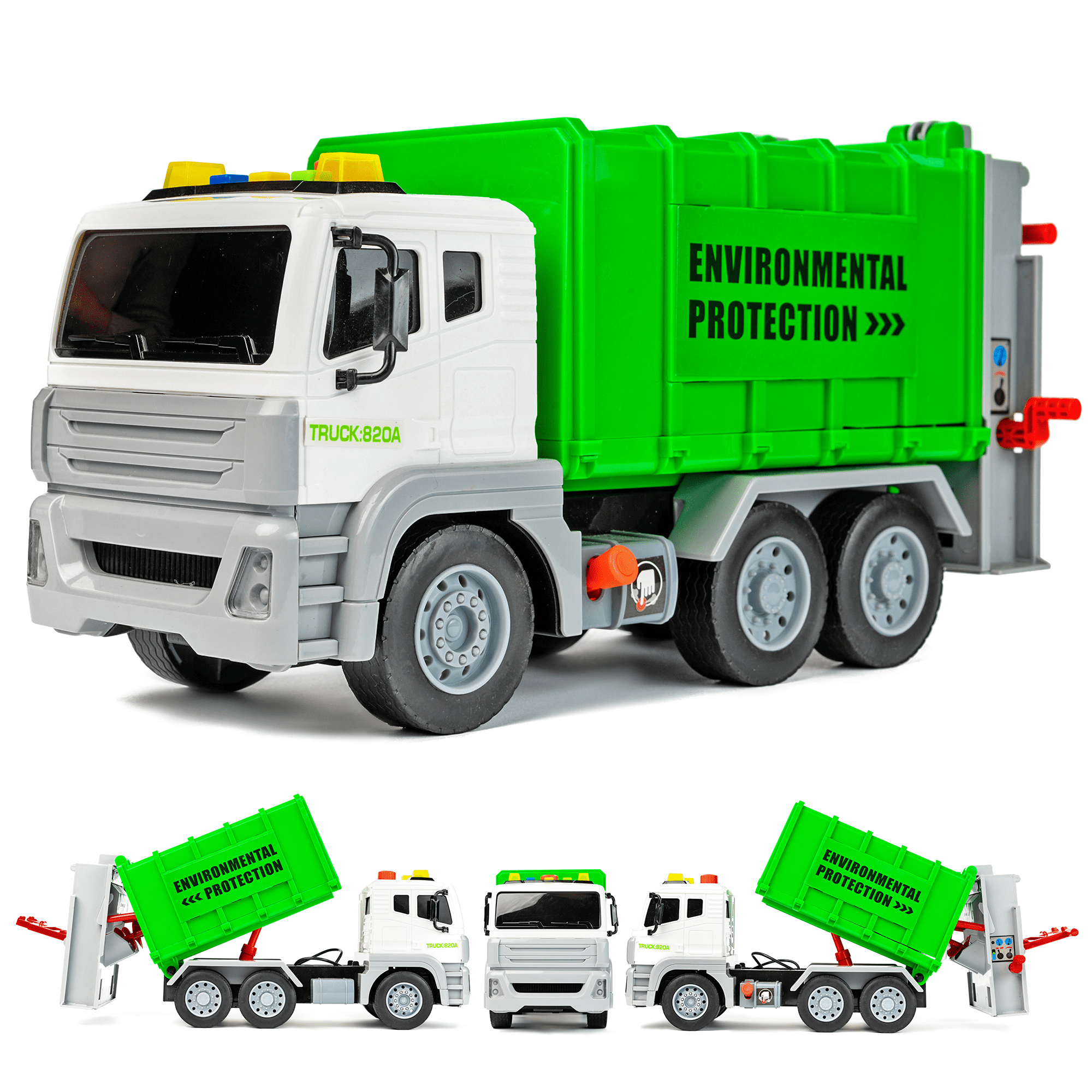 CifToys Garbage Truck Toys for Boys with Trash Cans， Friction Play Vehicle， Ages 3 - 8 Years