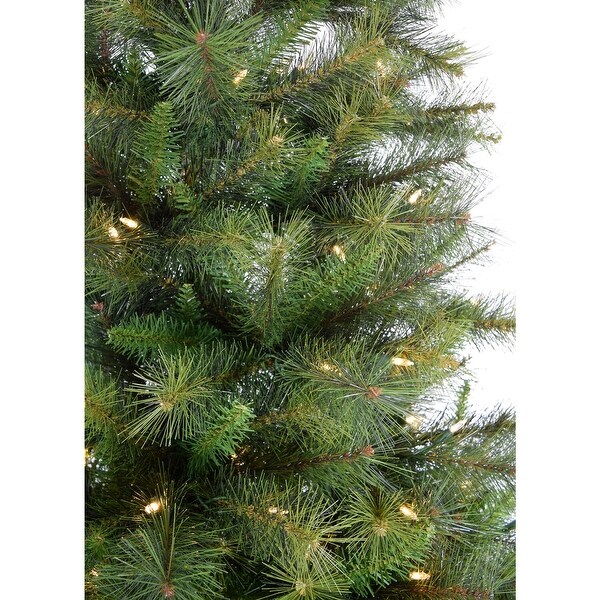 Fraser Hill Farm 6.5Ft. PreLit Half Wall Green Christmas Tree，Warm White LED Lights