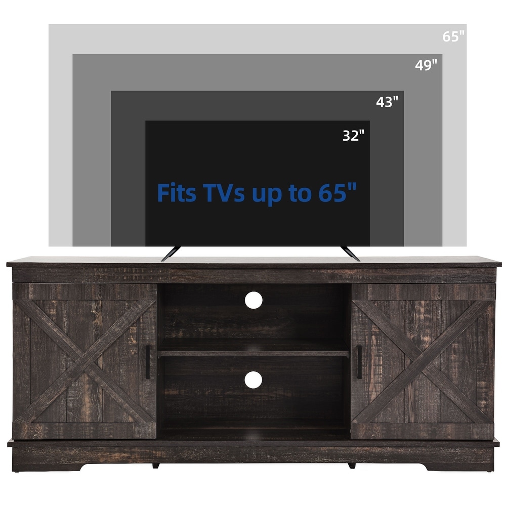 Farmhouse TV Stand for 65 Inch TV Media Console Entertainment Center Rustic Barn Doors