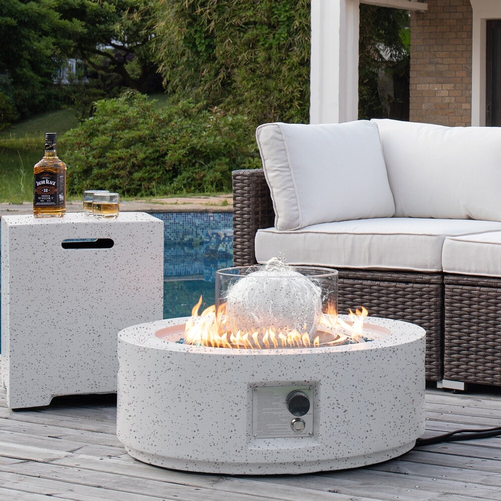 COSIEST Outdoor Patio Fire and Water Fountain Table with Tank Table