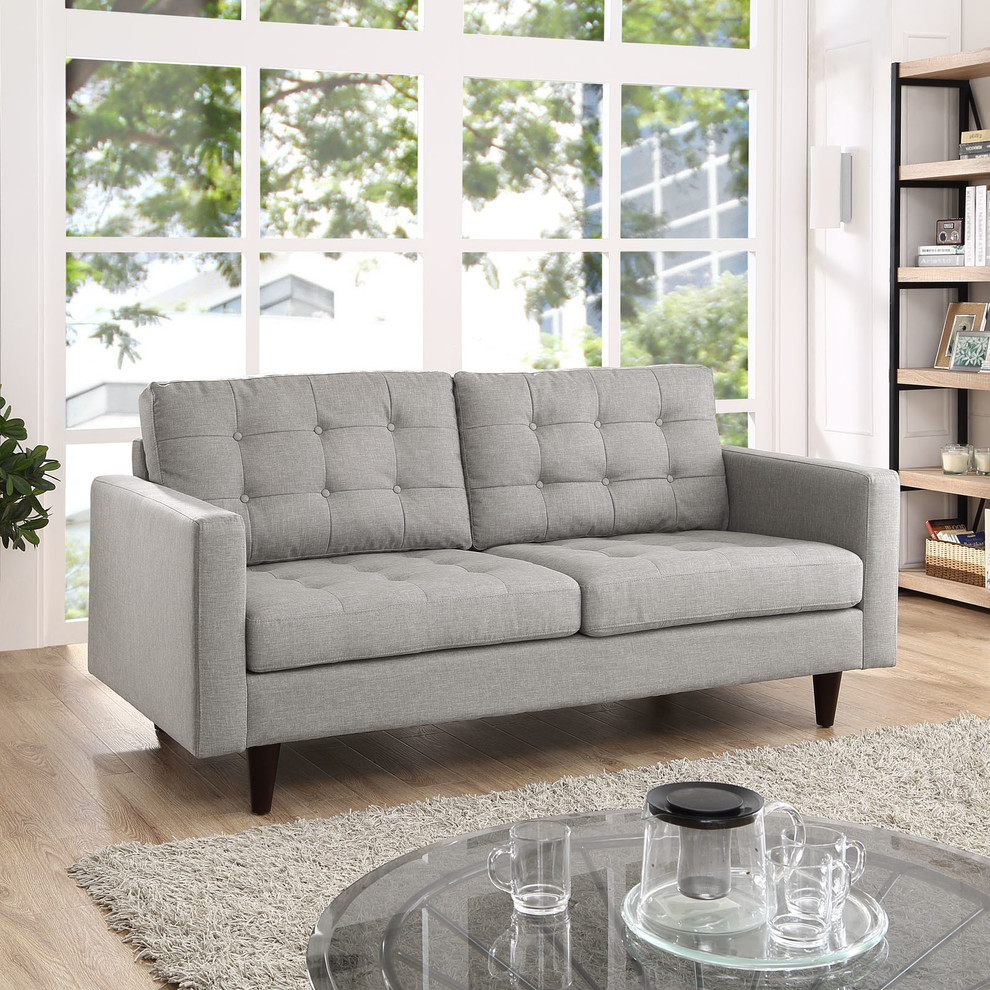 Modern Contemporary Loveseat  Grey Fabric   Midcentury   Loveseats   by House Bound  Houzz