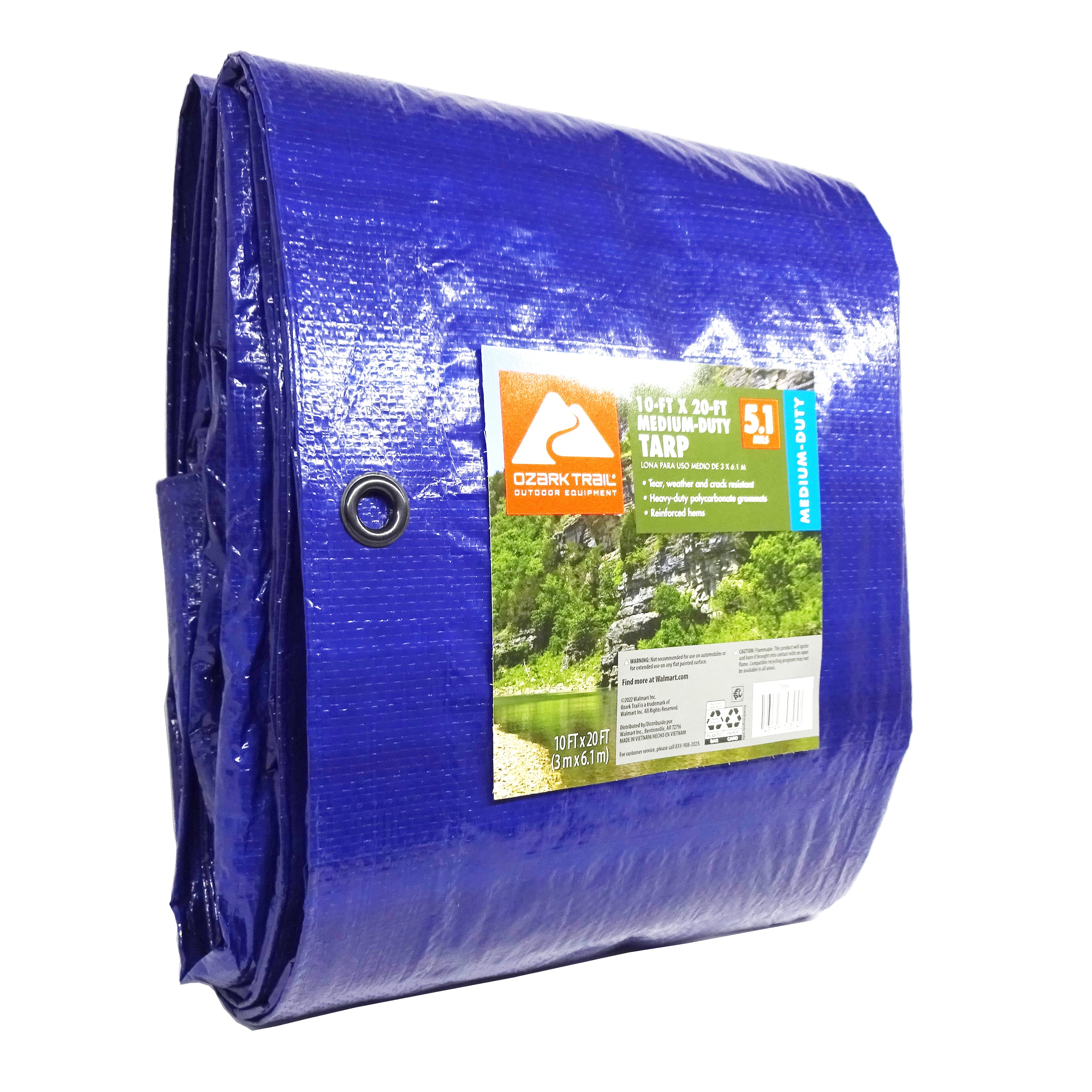 Ozark Trail Medium-Duty Tarp, 10' x 20', Material PE