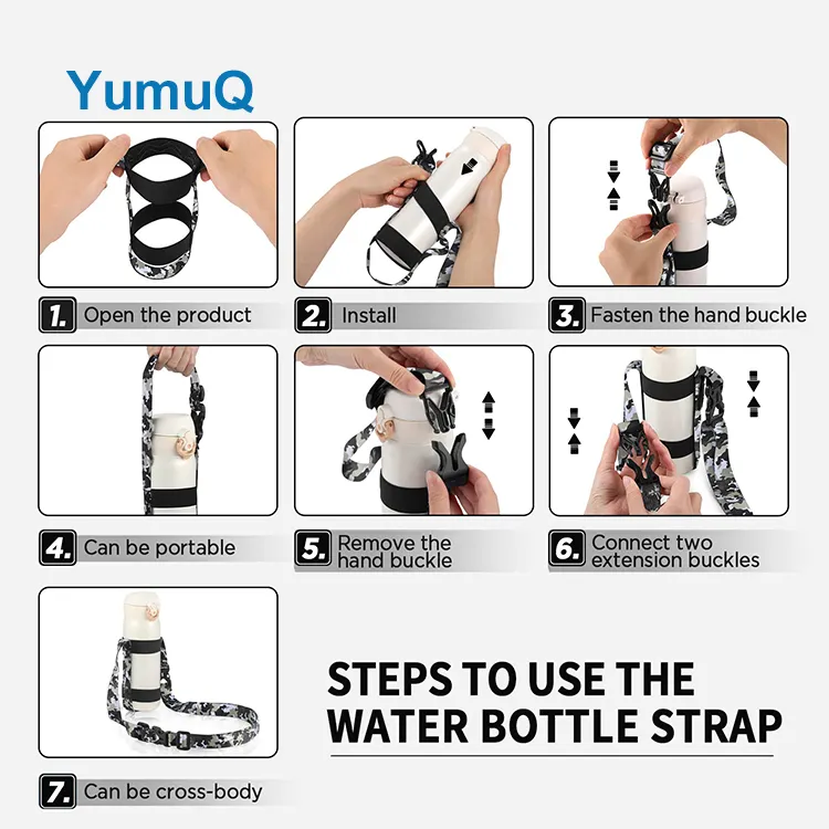 YumuQ 12   64 oz Polyester Gym Universal Water Bottle Sleeve Holder With Carabiner For Walking Hiking Camping