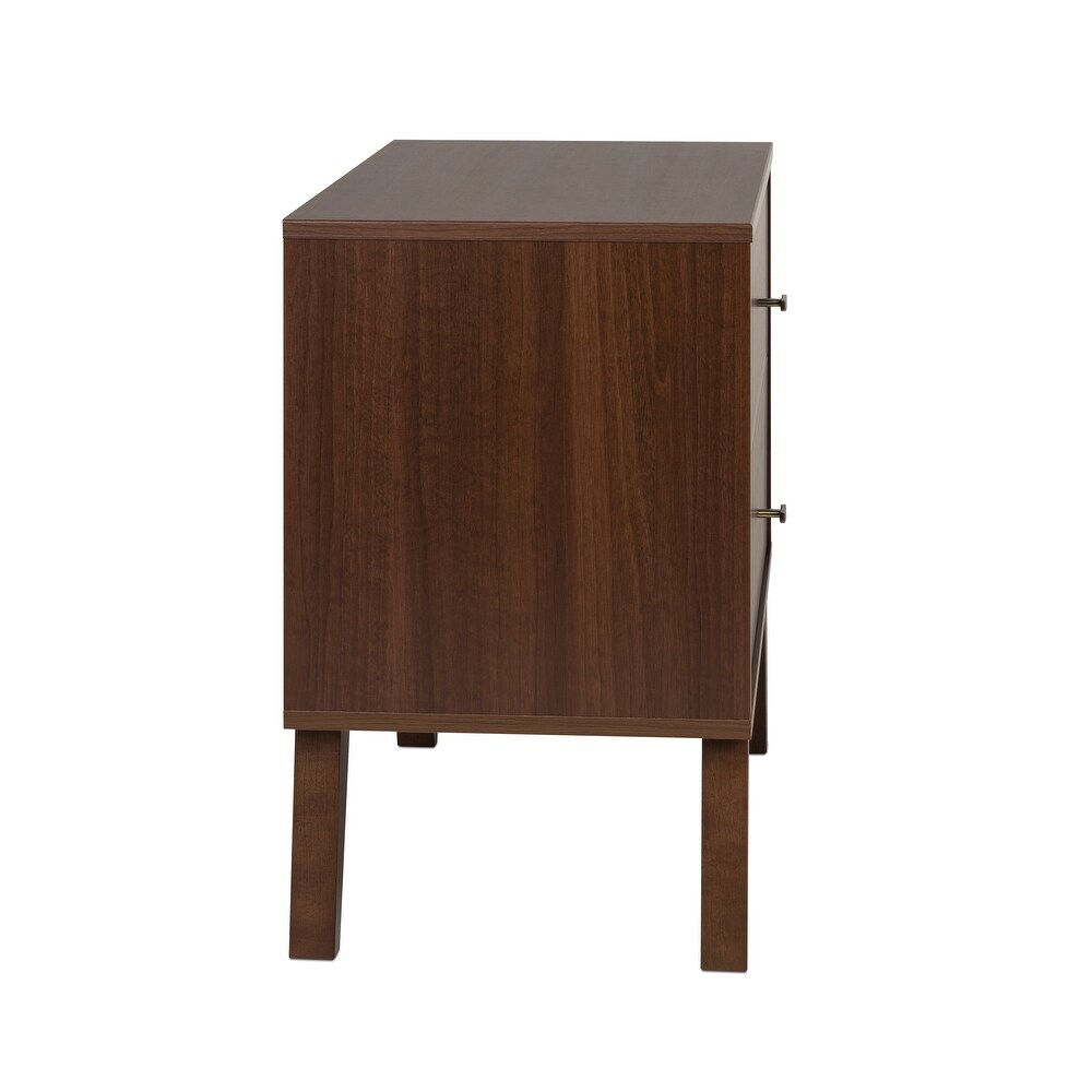 Prepac Milo Mid Century Modern 2 Drawer Nightstand  Bedside Table  Contemporary Bedroom Furniture