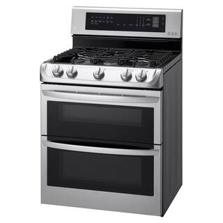 LG 6.9 cu. ft. Double Oven Gas Range with ProBake Convection Oven Self Clean and EasyClean in Stainless Steel LDG4313ST