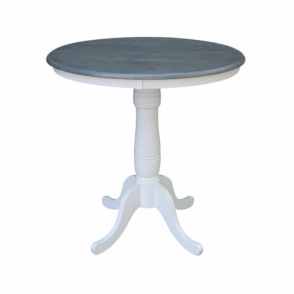 36 in. Round Top 35.1 in. H Pedestal Counter Height Dining Table - White/Heather Gray