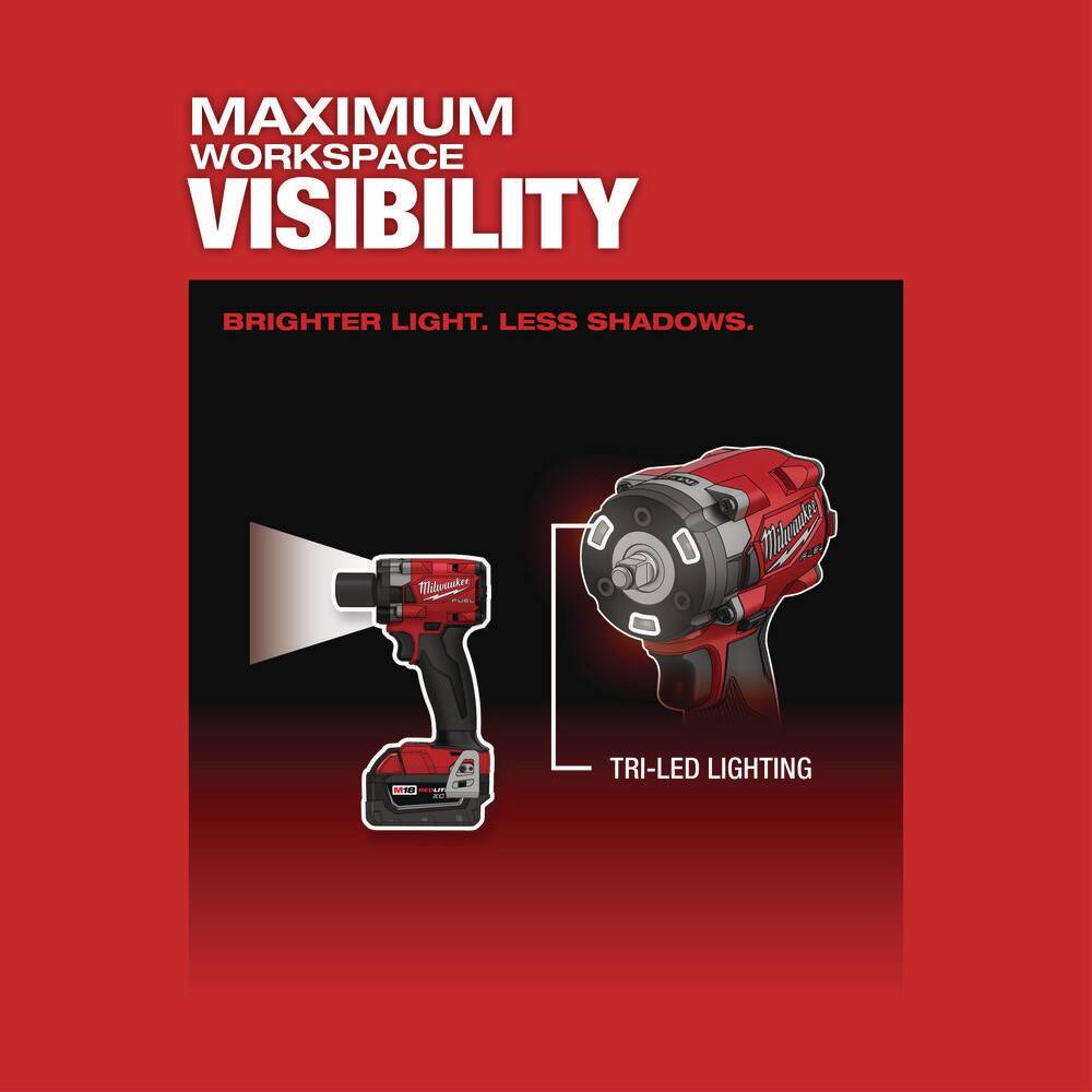 MW M18 FUEL 18-Volt Lithium-Ion Brushless Cordless 38 in. Compact Impact Wrench wFriction Ring High Output Kit 2854-21HO