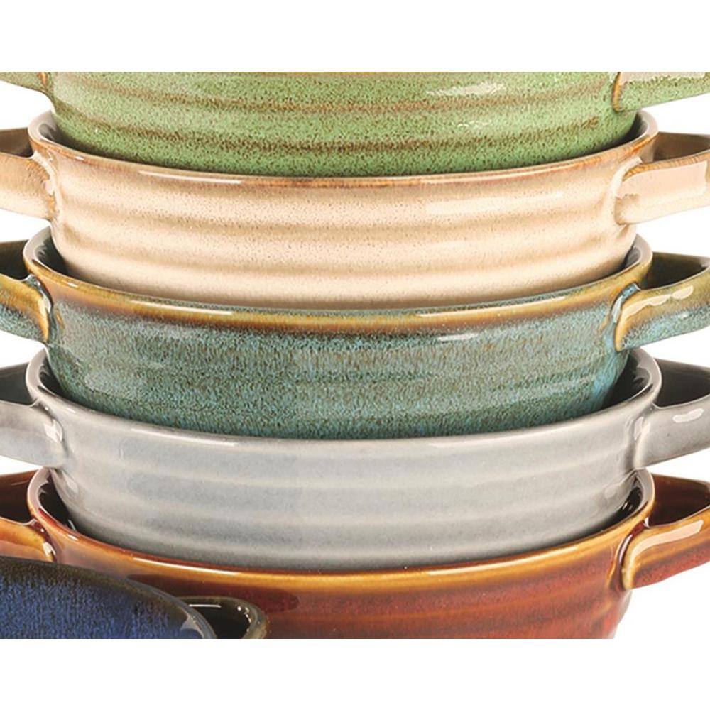 Certified International Reactive Glaze 19.17 fl. oz. Assorted Colors Stoneware Soup Bowl Crocks (Set of 6) 89626