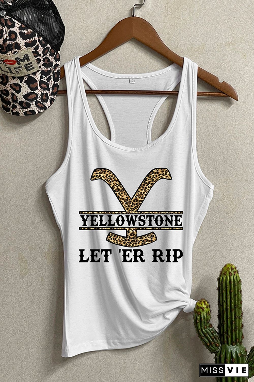 Yellowstone Print Sleeveless Tank Top Wholesale