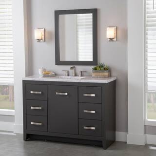 Home Decorators Collection Blakely 49 in. W x 19 in. D Bath Vanity in Shale Gray with Stone Effects Vanity Top in Lunar with White Sink BK48P2-SY