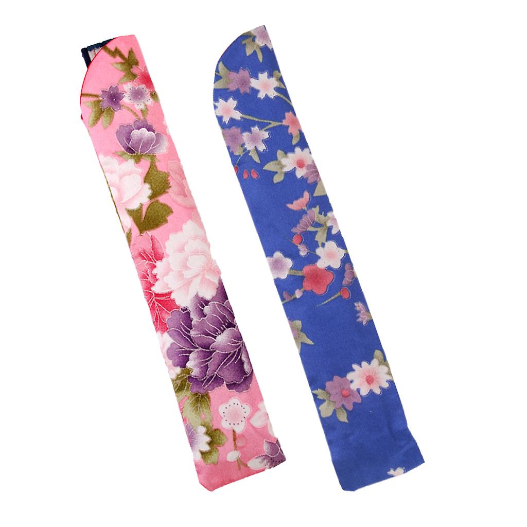 2packs Floral Printed Hand Folding Fan Bag Holder Protector Pouch Non-woven