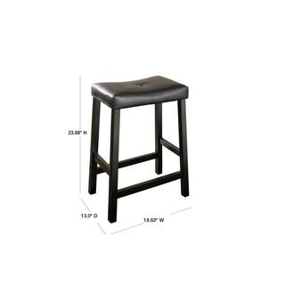 CROSLEY FURNITURE Upholstered 24 in. Black Saddle Seat Bar Stool With Black Cushion (Set Of Two) CF500224-BK