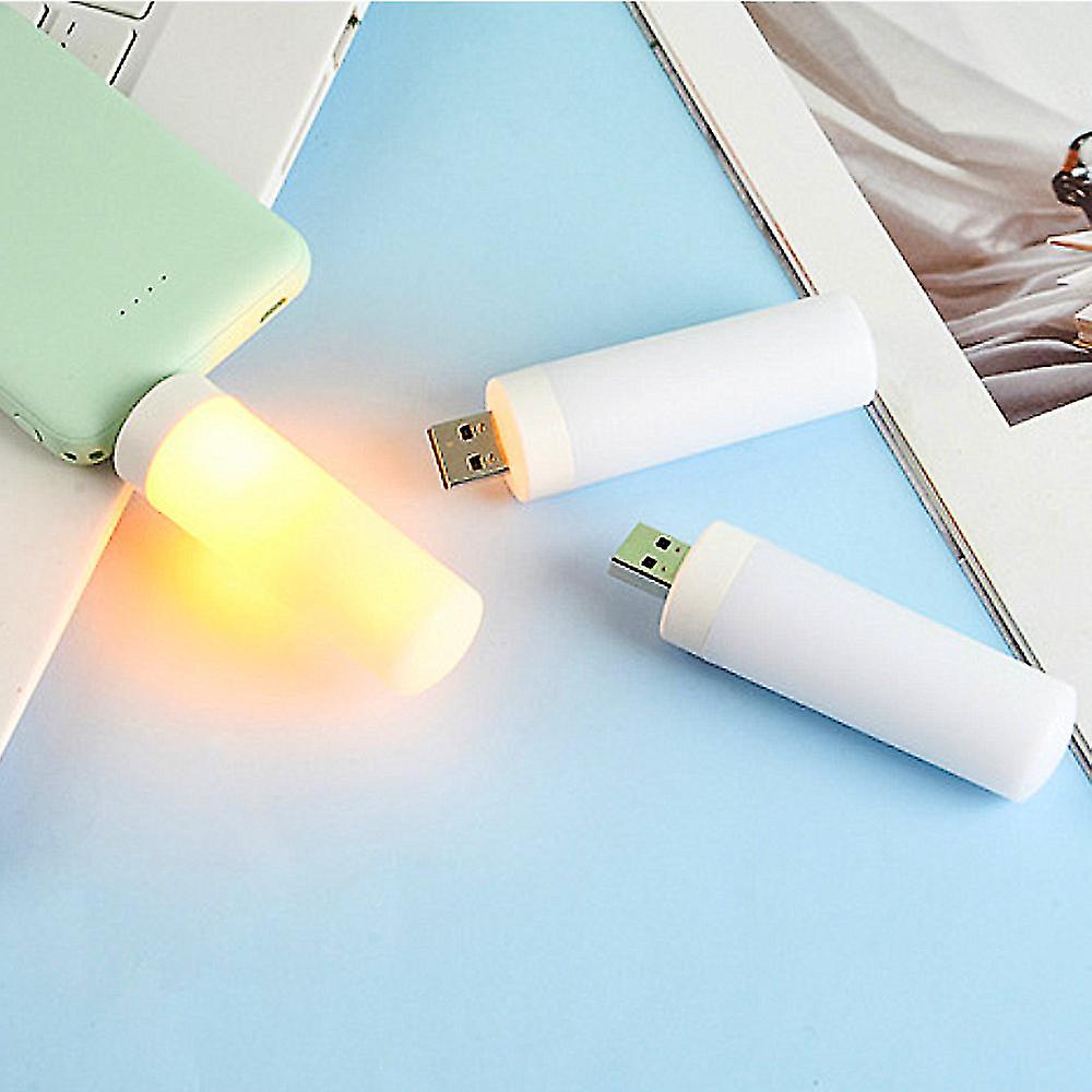 2pcs Usb Atmosphere Light Led Flame Flashing Candle Lights Book Lamp For Power Bank Camping Lighting Cigarette Lighter Effect Light