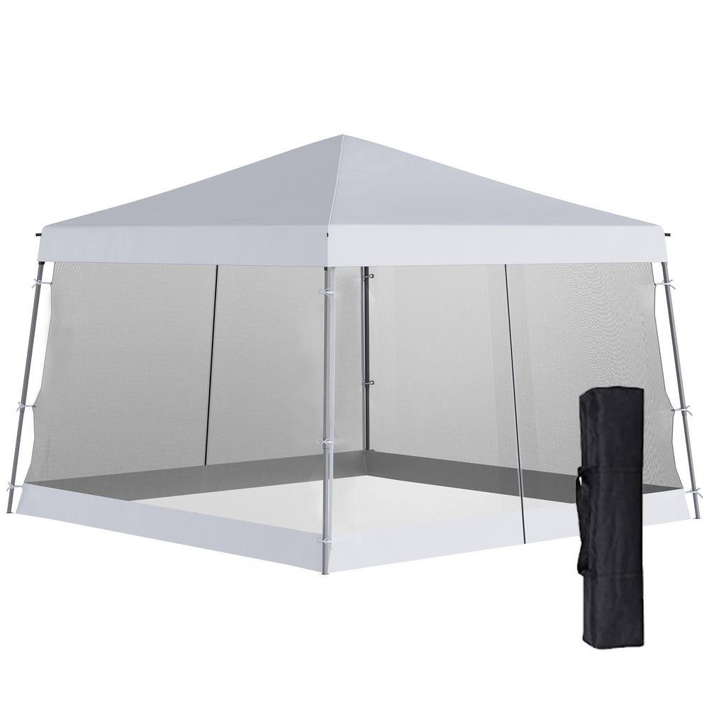 Outsunny 12 ft. x 12 ft. White Pop Up Canopy Foldable Canopy Tent with Carrying Bag 84C-155WT