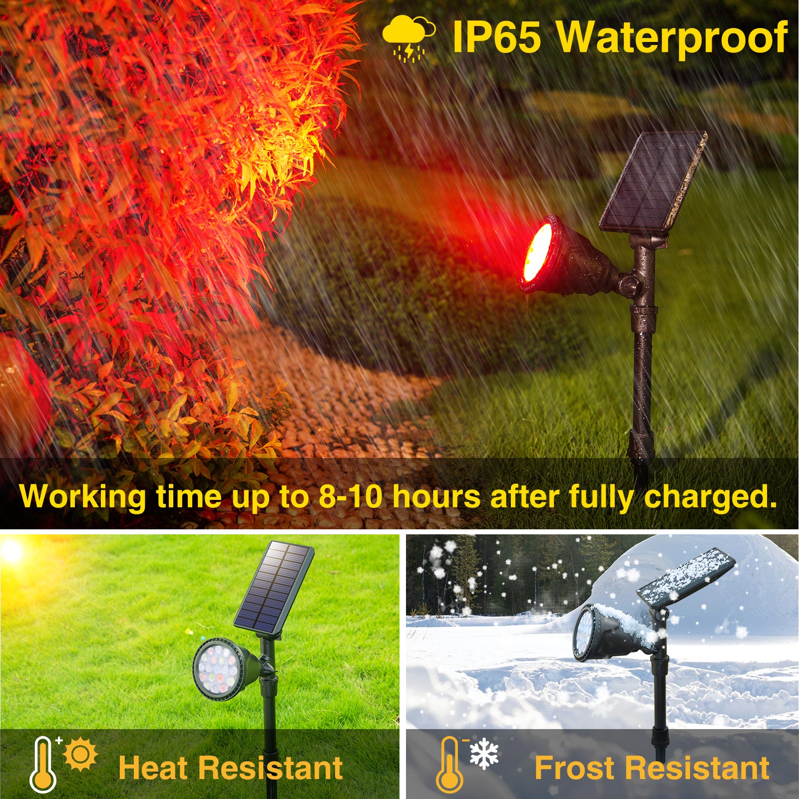 Led Landscape Colored Changing Solar Spot Lights Outdoor Waterproof Garden Pond Spotlights Light Adjustable Wall Light for Lawn Pack of 1 (7 Color)