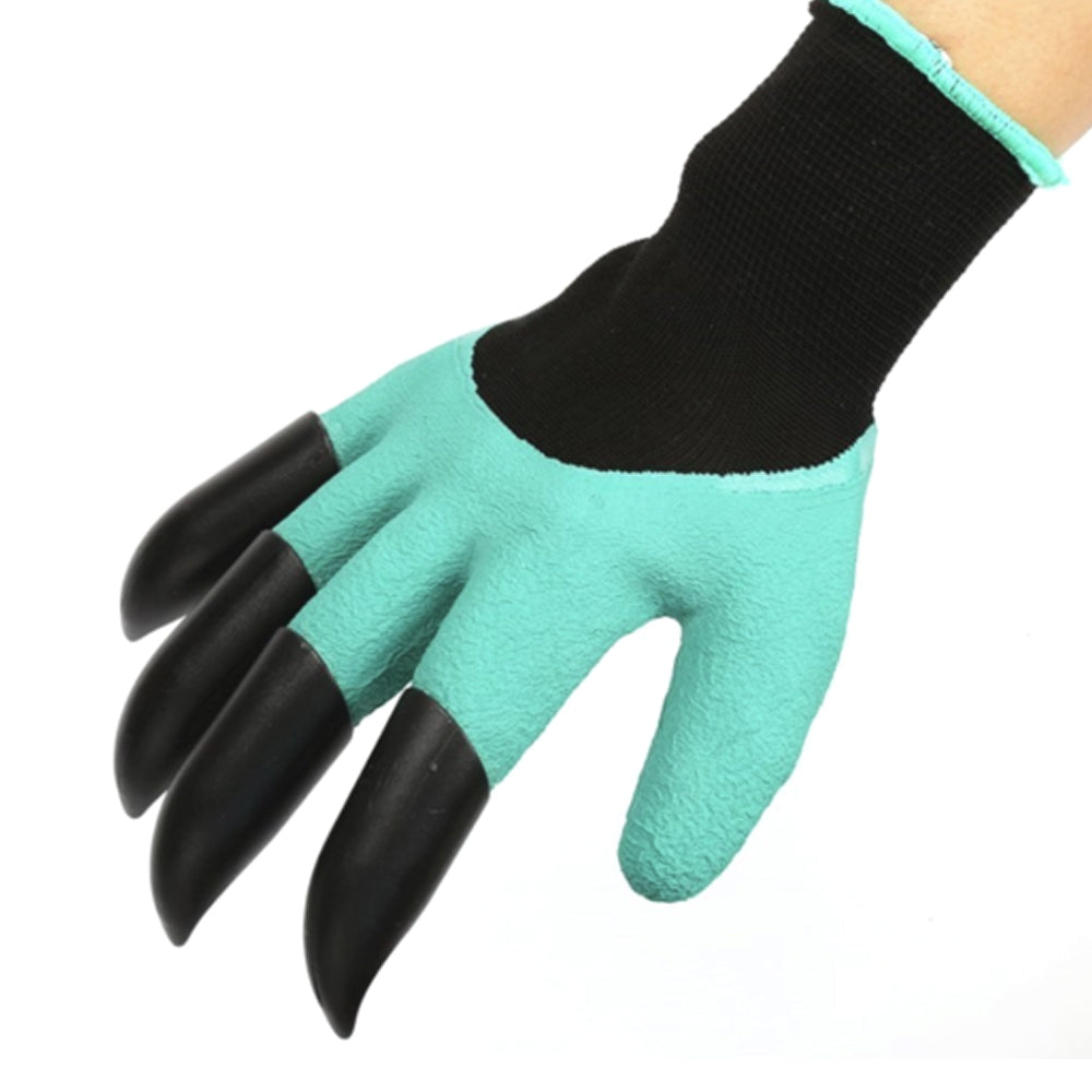 Total Value Garden Gloves Built in 4 Claws for Easy Gardening Digging Planting Landscaping Green One Size