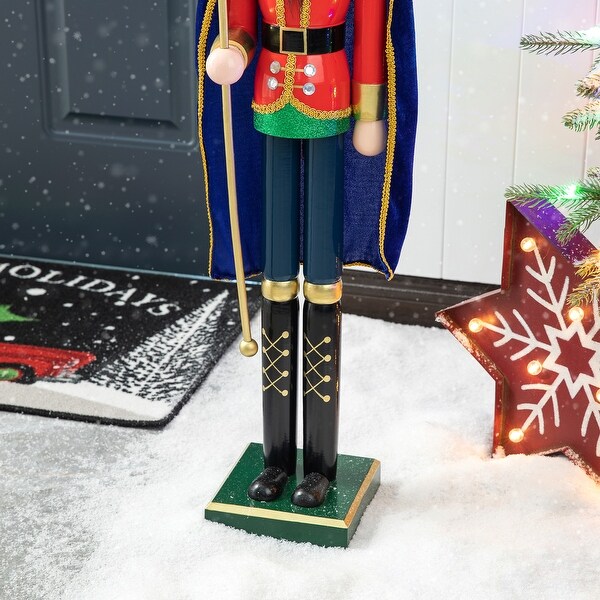 Glitzhome 36inch Wooden Christmas King/Drummer Nutcracker