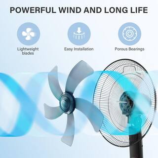 Aoibox Simple Deluxe Oscillating 16 in. Adjustable 3 Speed Pedestal Stand Fan with Remote Control for Indoor Bedroom Dorm Use SNMX023