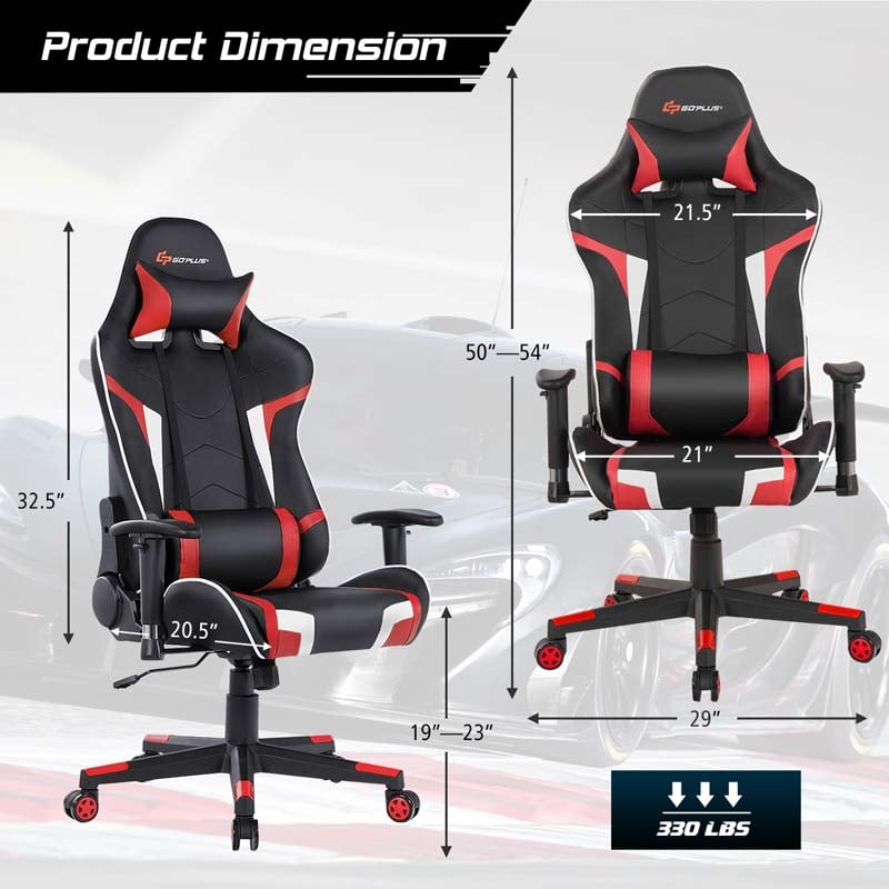 Ergonomic Swivel Massage Gaming Chair Recliner, E-Sport Gamer Racing Chair, Computer Office Chair with Headrest & Lumbar Support