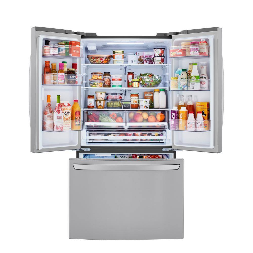 LG 23 cu. ft. 3 Door French Door Counter Depth Refrigerator in PrintProof Stainless Steel Non Dispense LRFCC23D6S