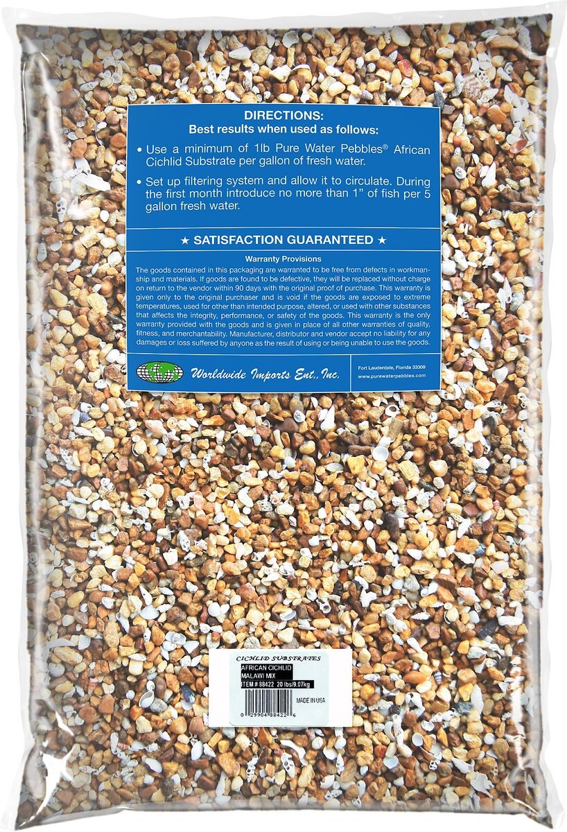 Pure Water Pebbles African Cichlid Aquarium Substrate， Malawi Mix， 20-lb bag