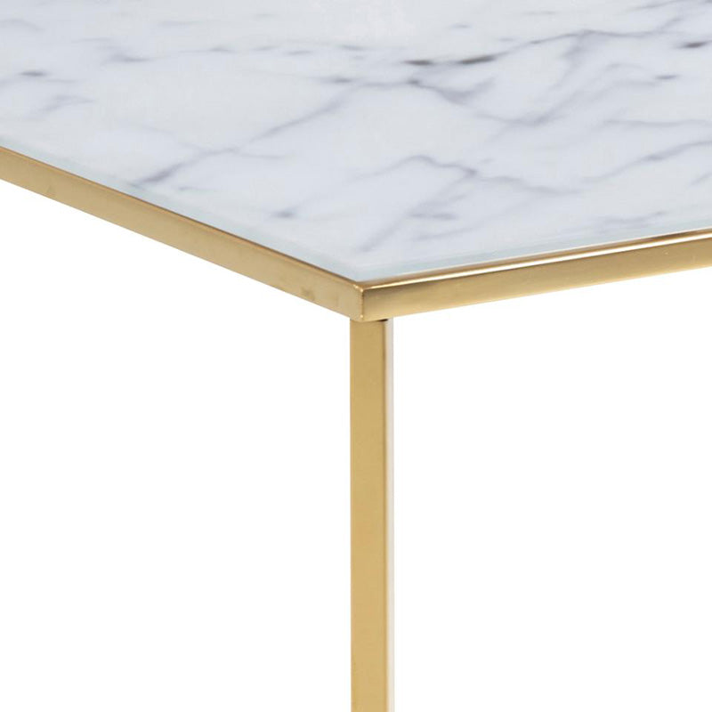 KOLINA Glass Coffee Table 80cm - White & Golden Chrome