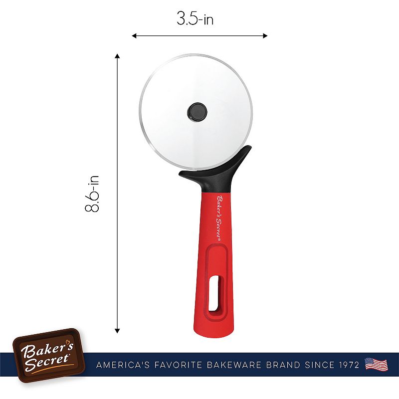 Baker's Secret Kitchen Accessories Stainless Steel Easy-grip Pizza Cutter 3.3 Red