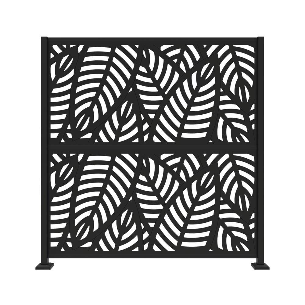 Barrette Outdoor Living 3 ft. x 6 ft. Matte Black Frame Kit with Sanibel Black Decorative Screen Panel 73032561