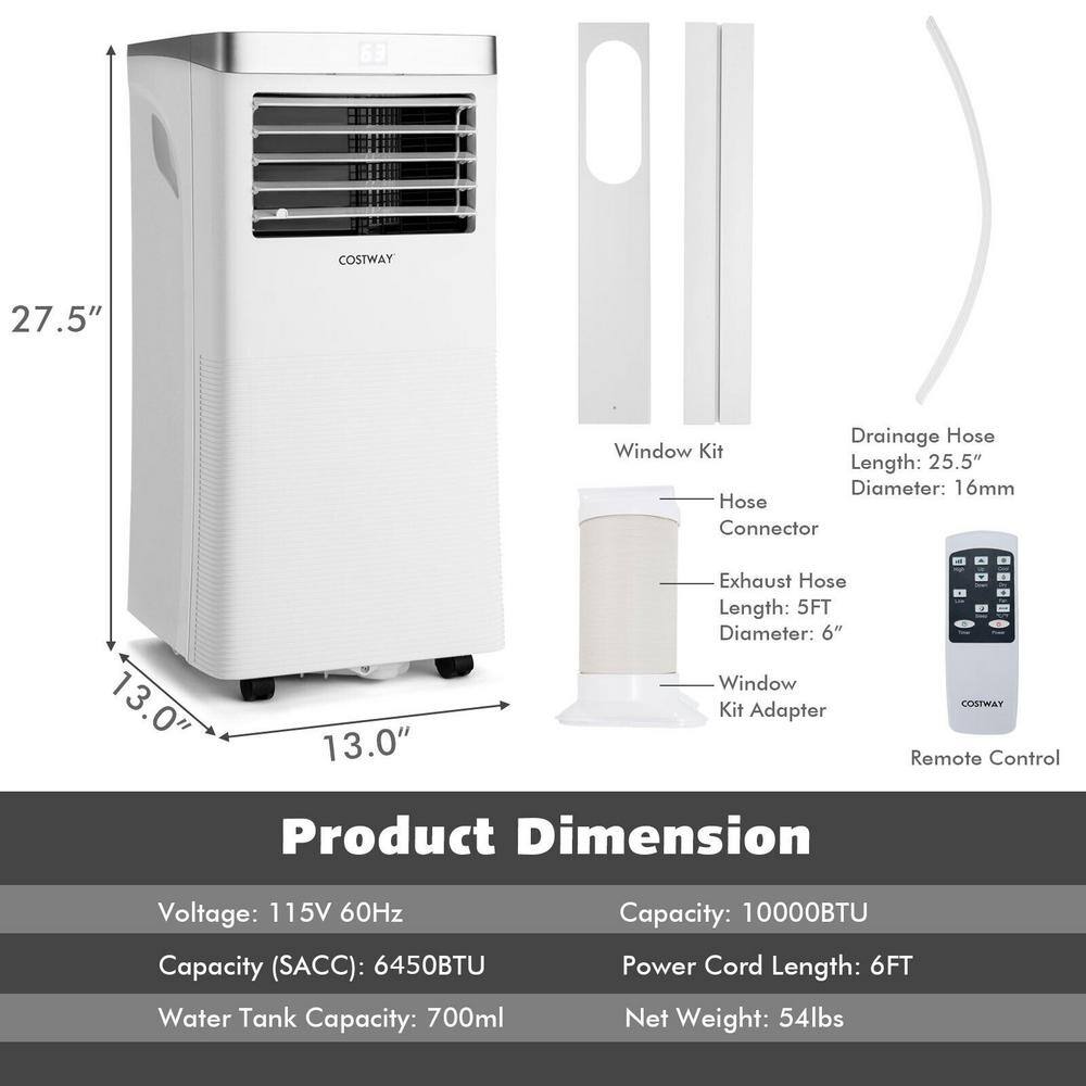 Costway 10000BTU Portable Air Conditioner 3-in-1 Air Cooler with Remote Control FP10123US-WH