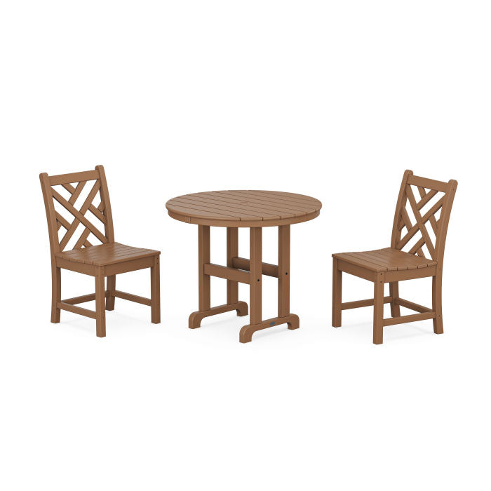 Polywood Chippendale Side Chair 3-Piece Round Dining Set PWS1325-1