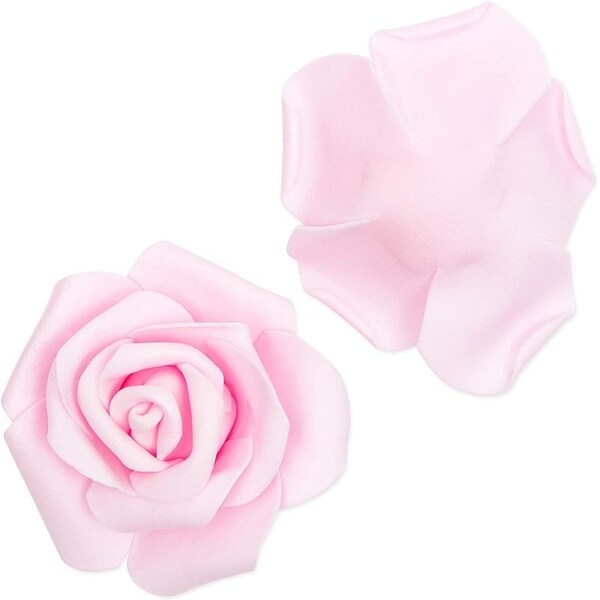 100 Pack 3 Pink Light Pink Artificial Rose Fake Flower Heads for Flower Décor