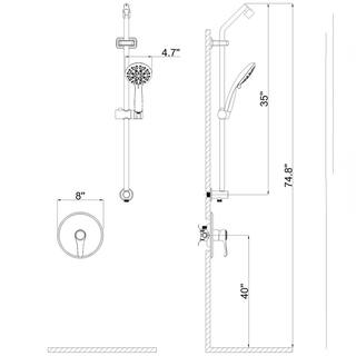 GIVING TREE 5-Spray Patterns with 4 in. Round Wall Bar Shower Kit with High Pressure Hand Shower in Matte Black (Valve Included) HDFFBT714A1-MB