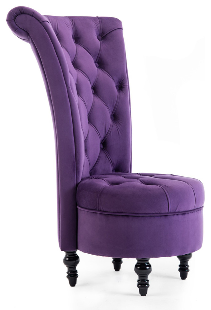 Royal High Back Velvet Tufted Ottoman Chair   Traditional   Armchairs And Accent Chairs   by OneBigOutlet  Houzz