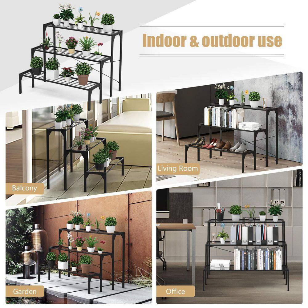 Alpulon Outdoor Metal Heavy-Duty Plant Stand (3-Tier) ZY1C0500