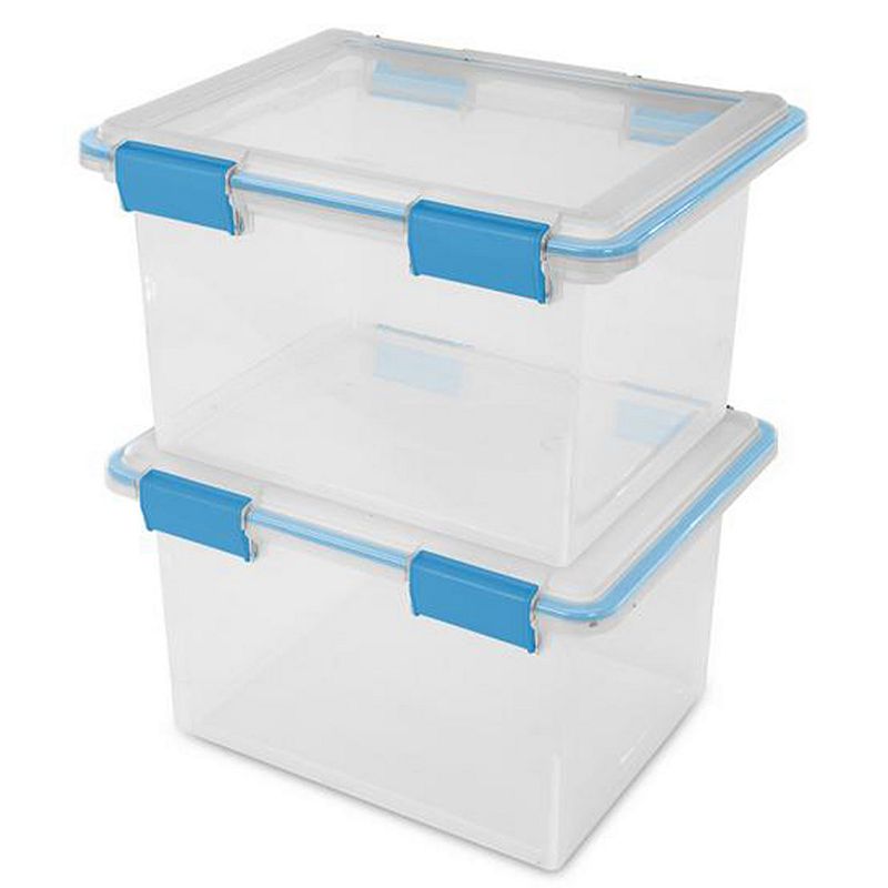 Sterilite Large 32 Qt Home Storage Container Tote with Latching Lids， (4 Pack)