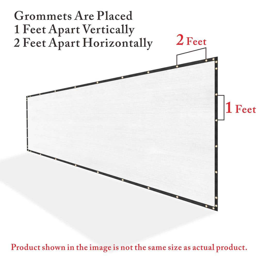 COLOURTREE 8 ft. x 50 ft. White Privacy Fence Screen Mesh Cover Screen with Reinforced Grommets for Garden Fence (Custom Size) 8x50fs-15
