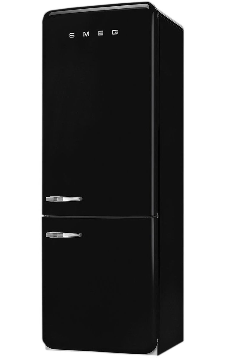 Smeg 50's Retro Style Aesthetic 18 Cu. Ft. Black Right-Hinge Bottom Freezer Refrigerator With Manual Ice Maker