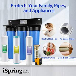 ISPRING Whole House Water System wAuto-Flushing Spin Down Filter Anti-Scale GAC+KDF and Carbon Block WGB32B-KDS+WSP50ARB